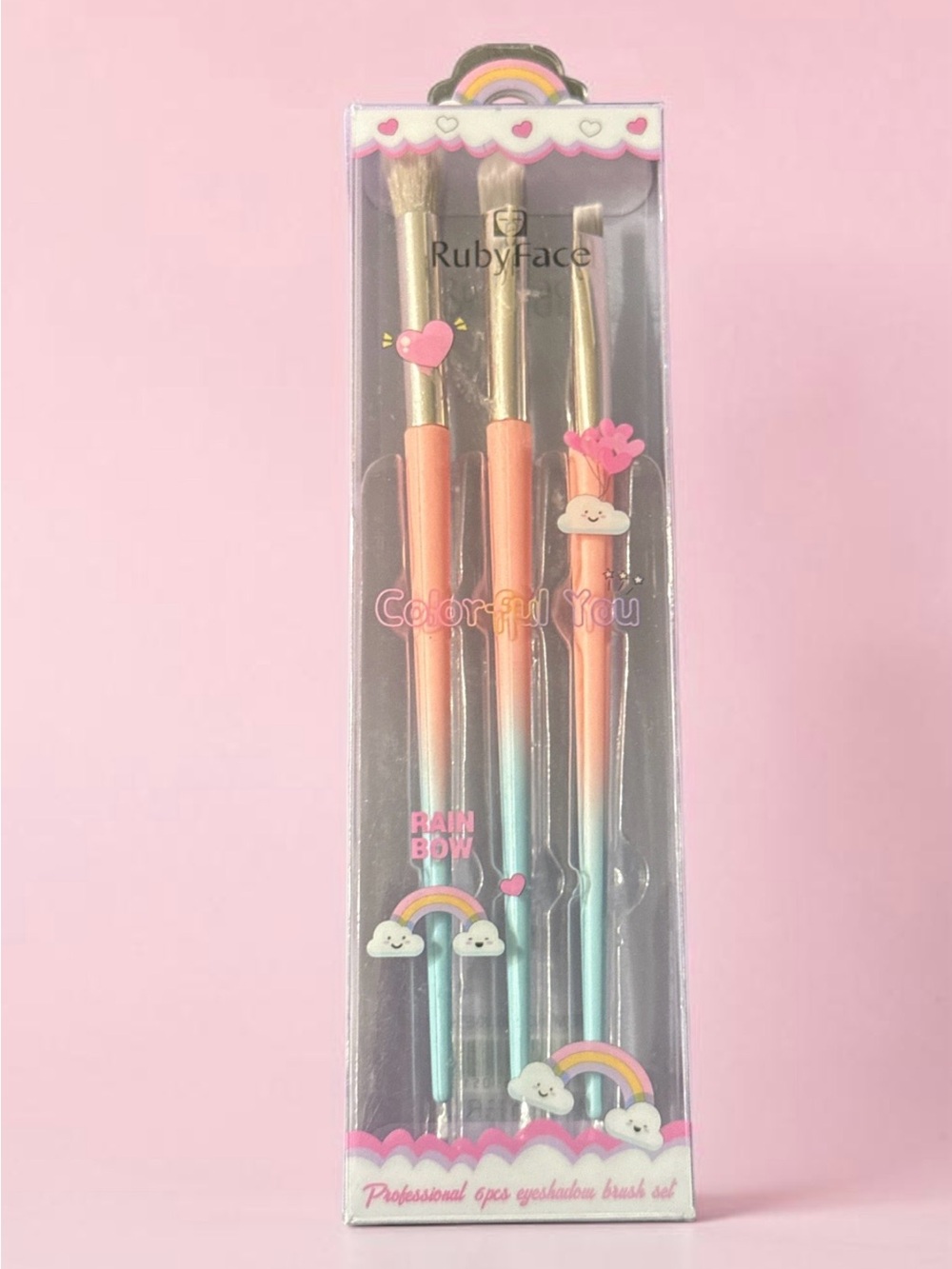 Kids Gradient Coral & Teal Eyeshadow Brush Set